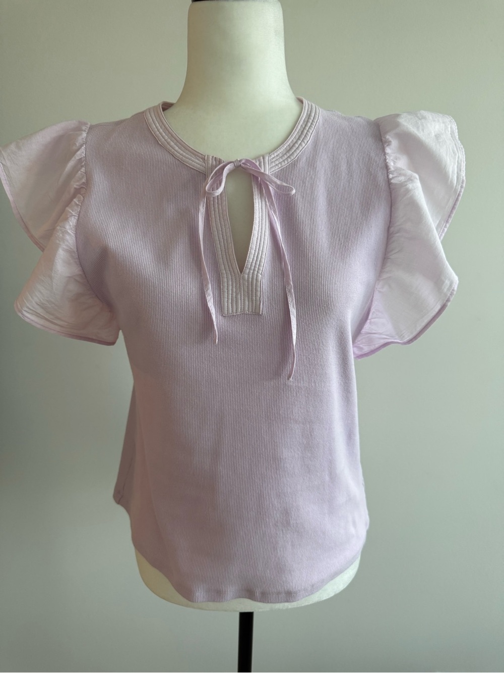 MELISSA NEPTON Lilac Tie-Neck Flutter Sleeve Top